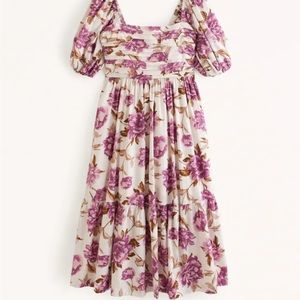 Abercrombie Poplin puff sleeve midi dress